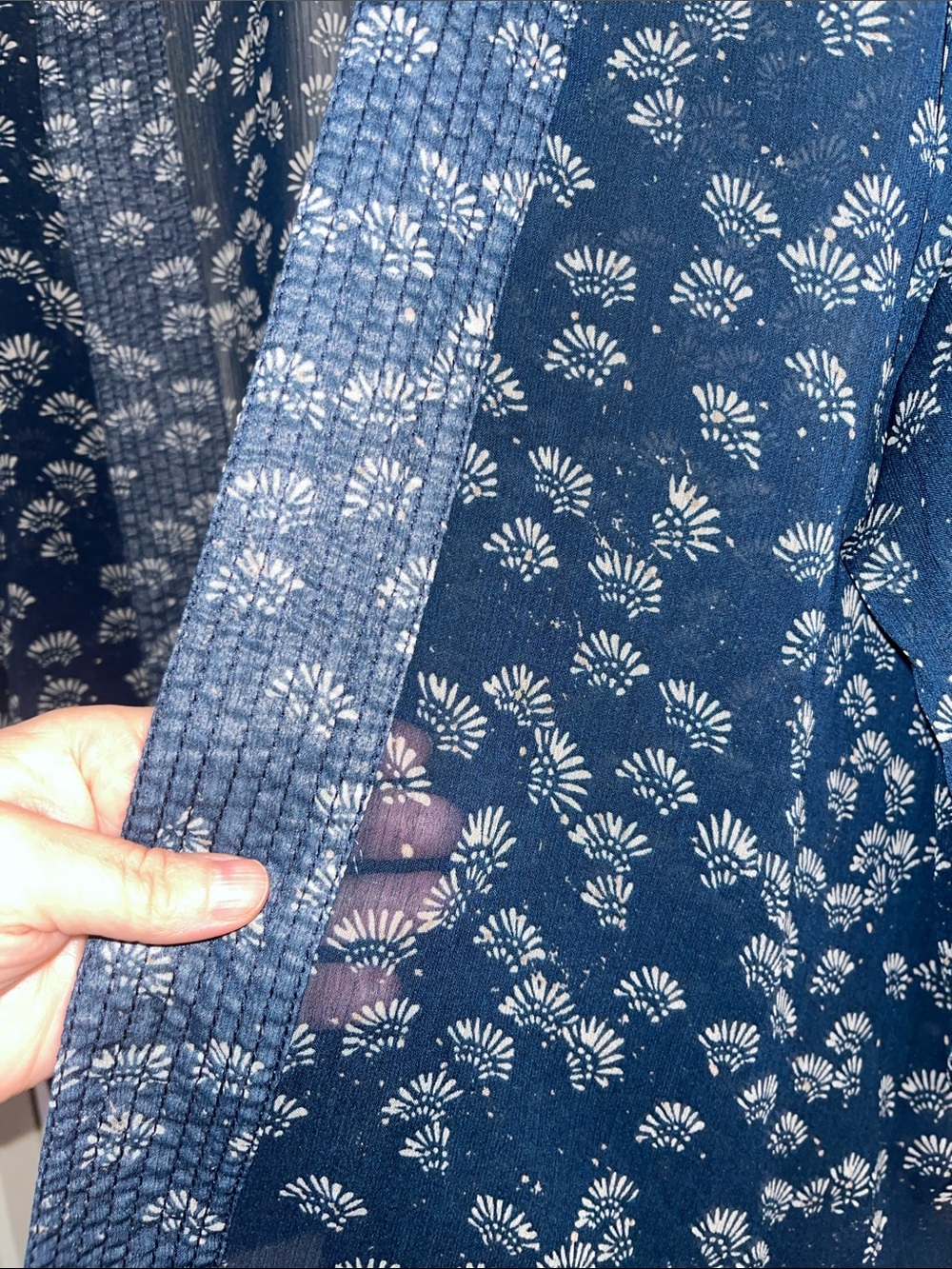 Lucky Brand Navy Sheer Floral Kimono Cardigan OSFM - Picture 5 of 9